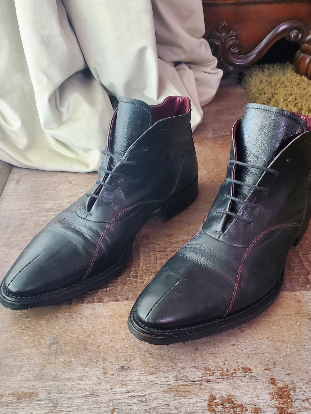 FABI Black Lace-Up Ankle Boots